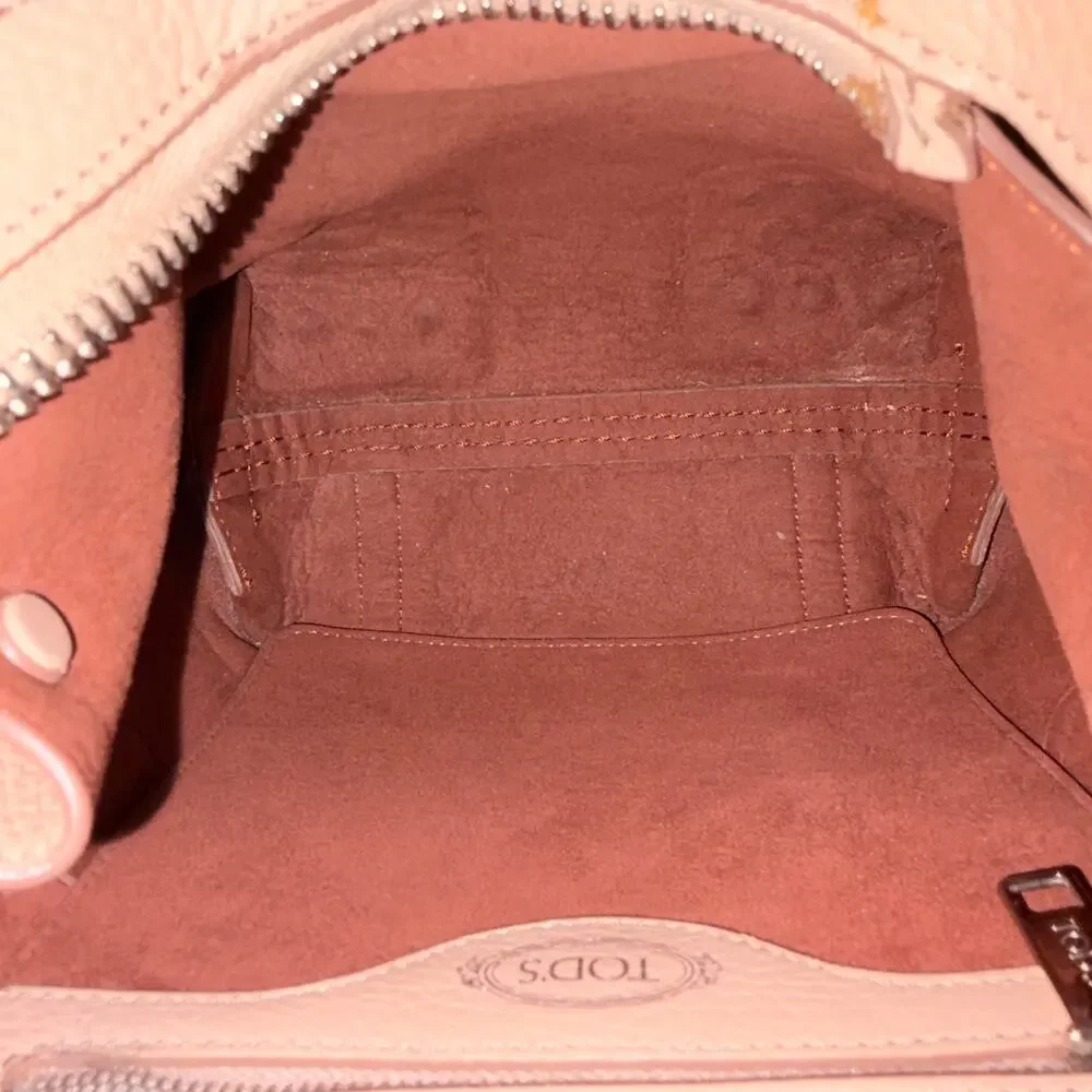 Tod's Wave Bag Mini Studded Blush Pink Leather Convertible Satchel w/ COA